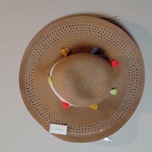 Tassel straw floppy beach hat